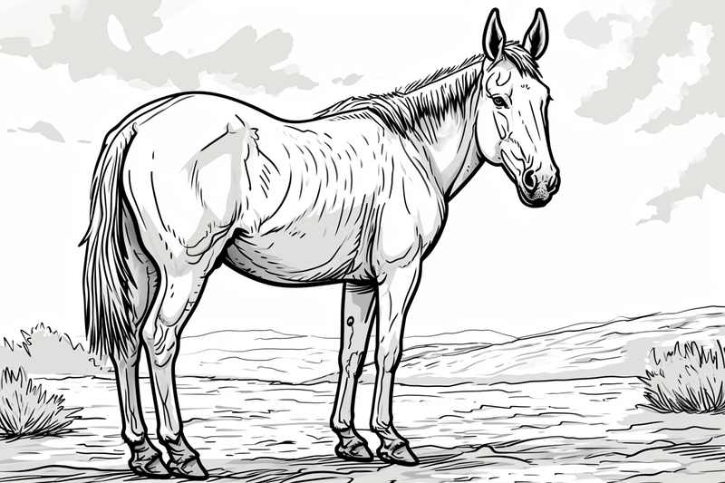 Colouring pages, bundle of singular mules, 10 images