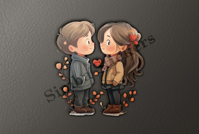 Boy and girl nervously in love