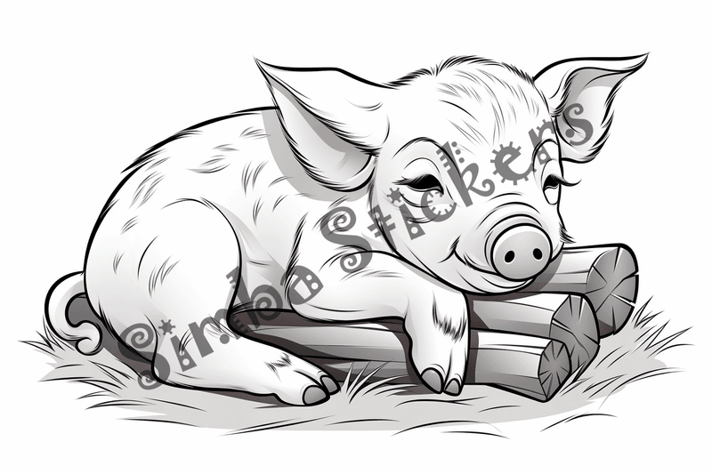 Colouring pages, bundle of pigs, 25 images