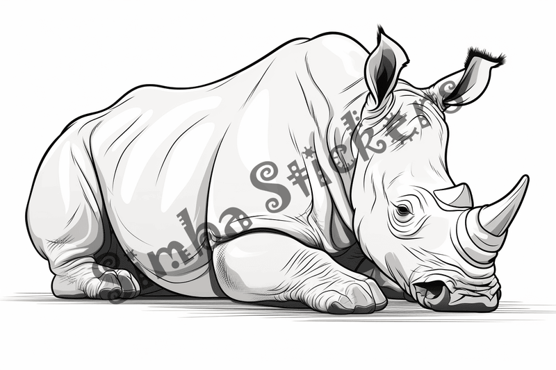 Colouring pages, bundle of rhinos, 10 images 2