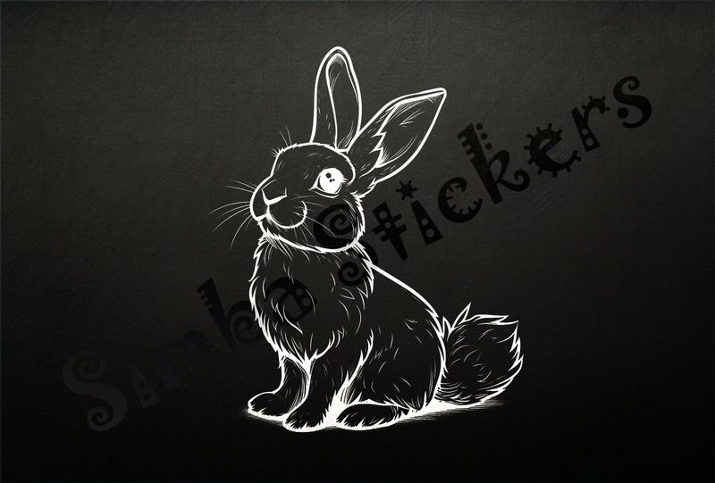 Hare sitting up straight, outline art