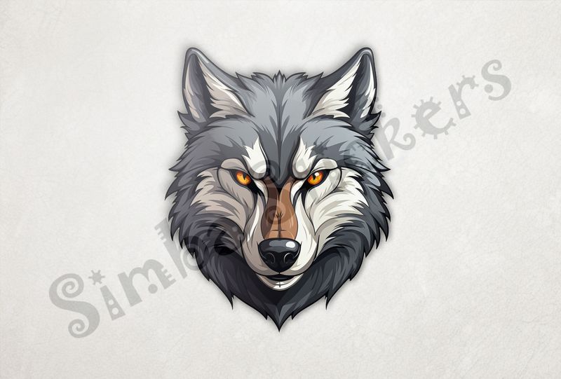 Wolf looking with stony gaze