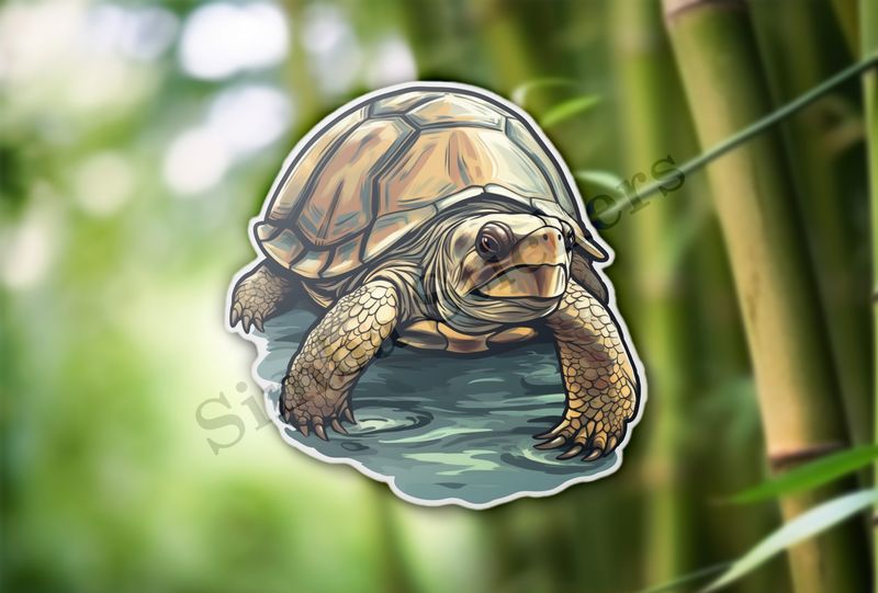 Tortoise in shallow pool of water