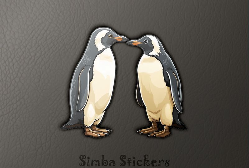 Penguins in love beak-to-beak, watercolour, ehkmxc