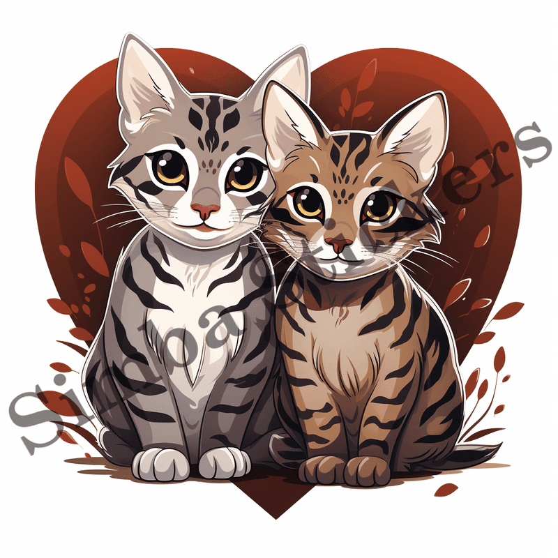 Egyptian Mau cats in love, image set, 10 images