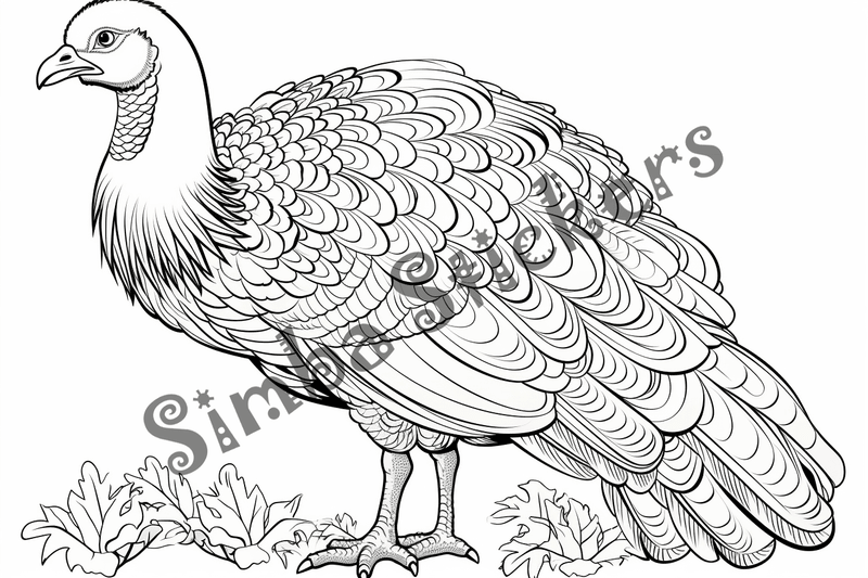 Colouring pages, bundle of turkeys, 50 images