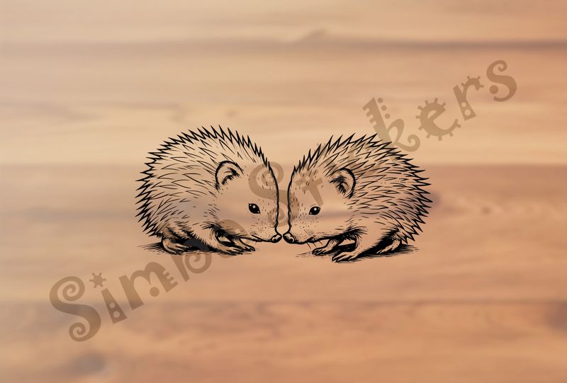 Porcupine in love nose-to-nose, outline art