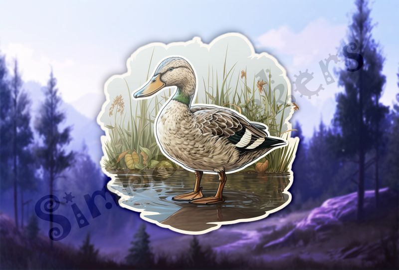 Ducks standing in shallow pond