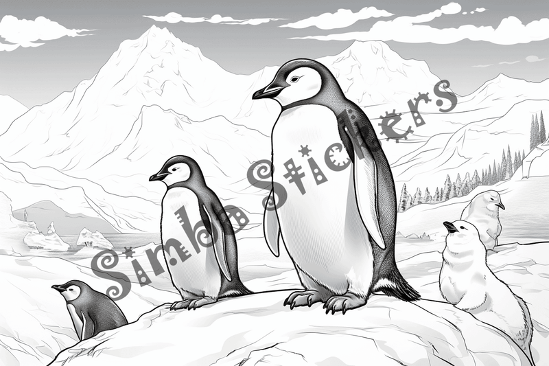 Colouring pages, bundle of penguins 2, 25 images