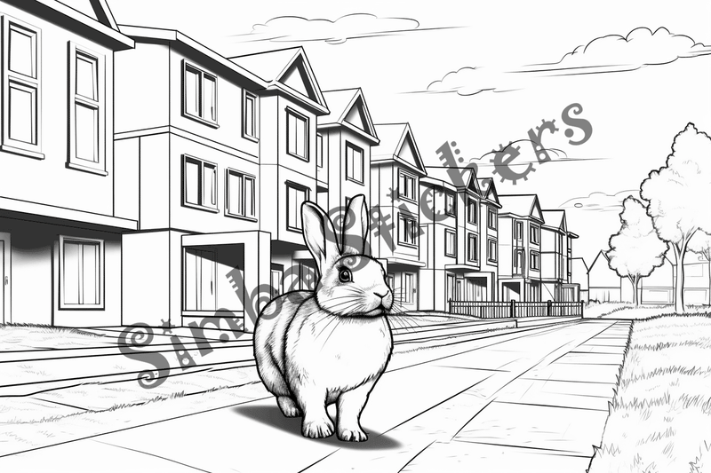 Colouring pages, bundle of rabbits, 25 images