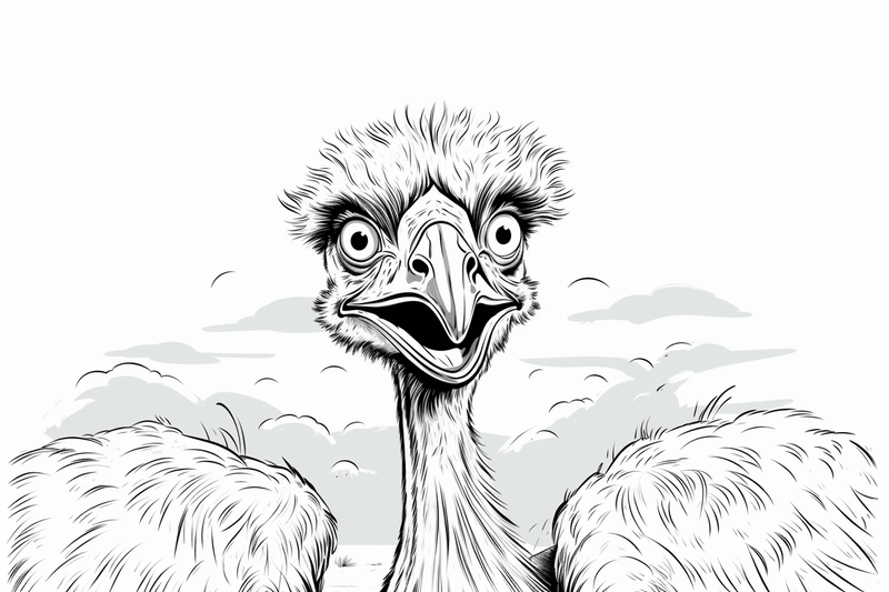 Colouring pages, Bundle of ostriches, 25 images