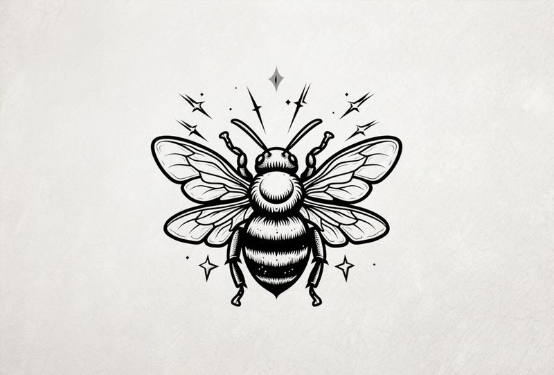 Bee from above, outline art