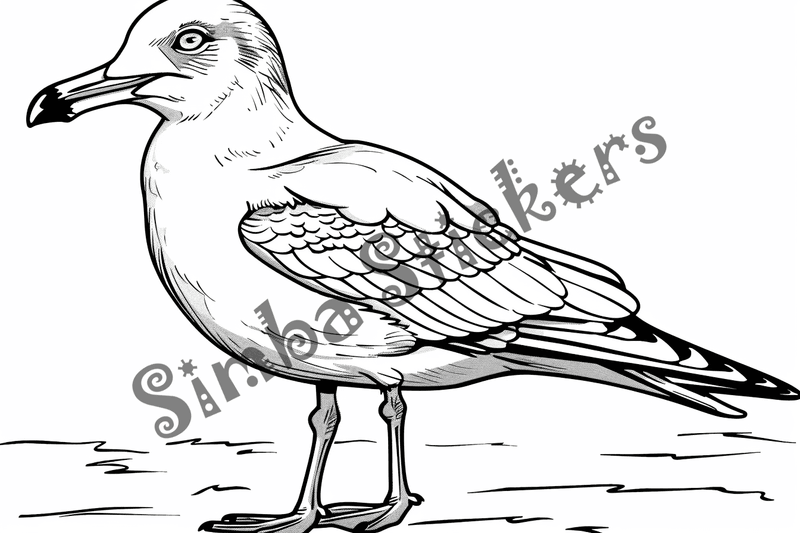 Colouring pages, bundle of seagulls, 50 images