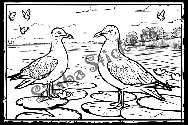 Colouring pages, bundle of seagulls 3, 25 images