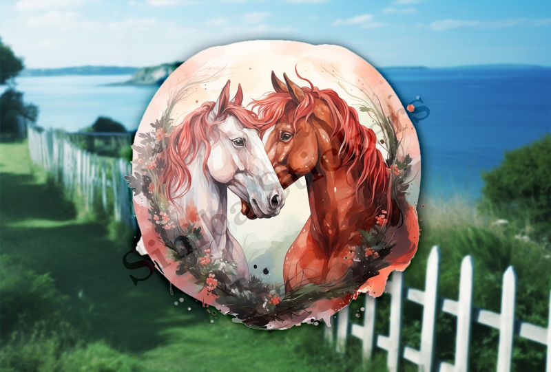 Horses in love, watercolour