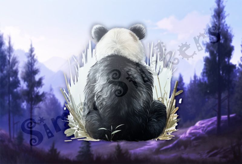 Panda from behind, sitting down, yniukj