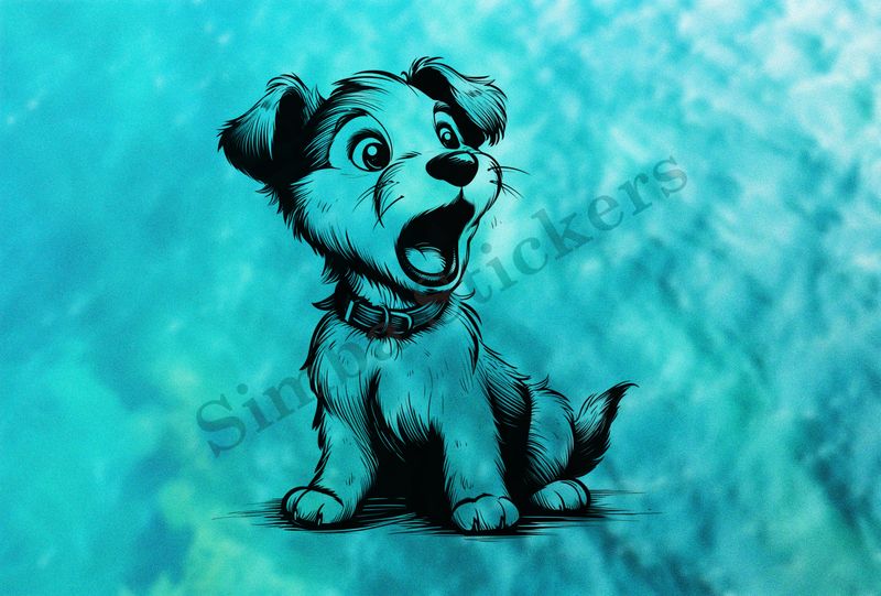 Puppy dog gasping, outline art