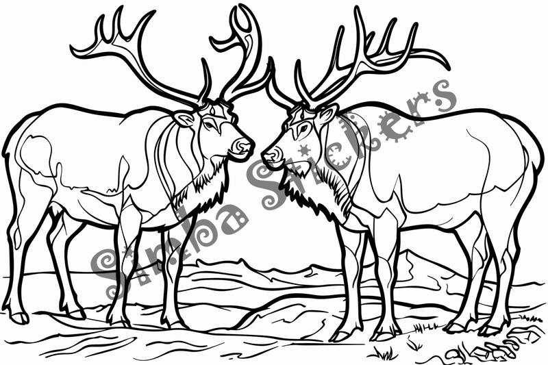 Colouring pages, bundle of elks, 25 images 2