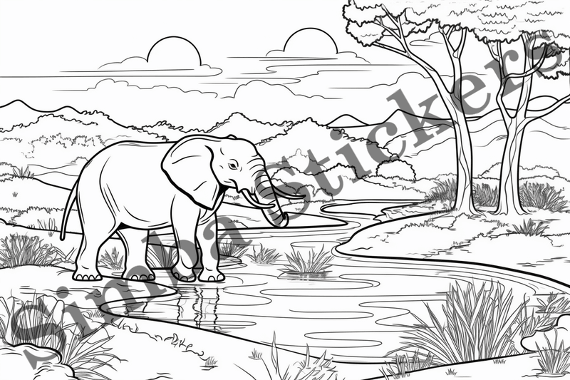 Colouring pages, Bundle of elephants, 25 images