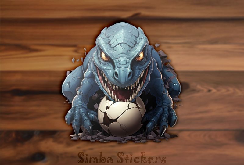 Dinosaur brooding over giant egg