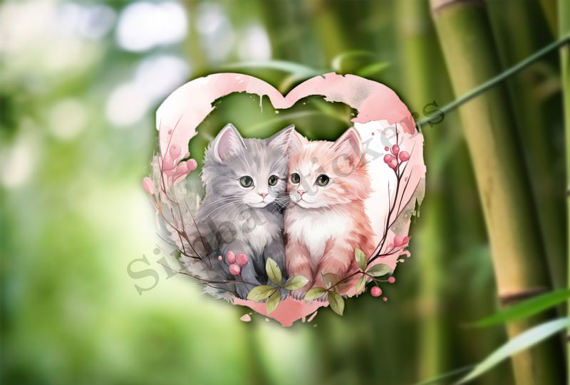 Cats in love, watercolour