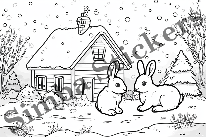 Colouring pages, Bundle of hares, 25 images