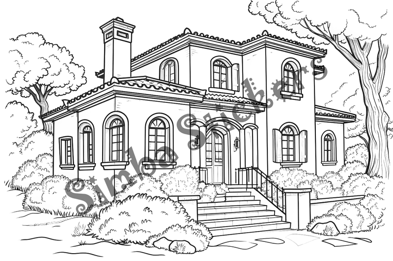 Colouring pages, bundle of houses, 25 images