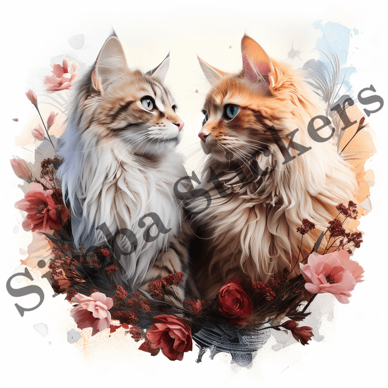 Cats in love, image set, 10 images