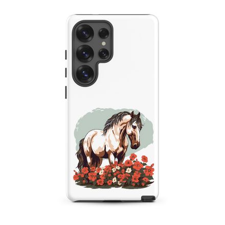 Tough Case for Samsung, Brown horse in field of red flowers, n4w2fj