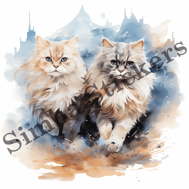 Himalayan cats, watercolour, image set, 10 images