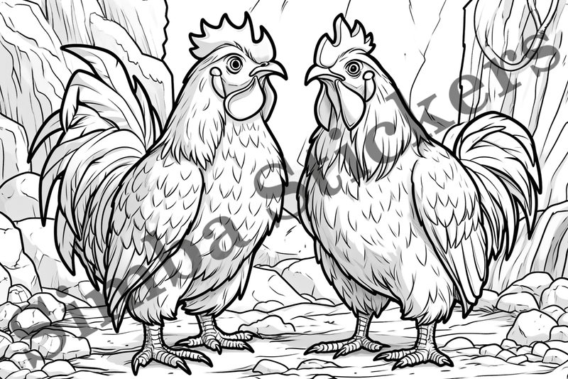 Colouring pages, Bundle of chicken in love, 10 images