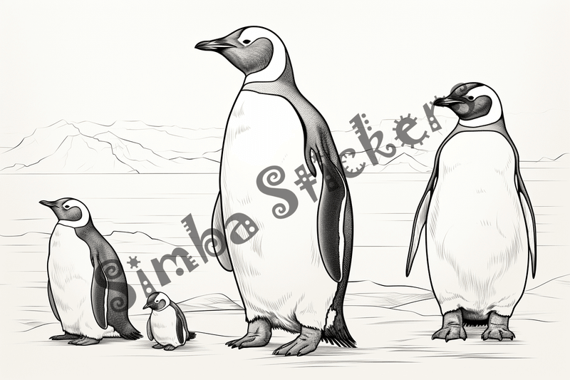 Colouring pages, bundle of penguins 2, 25 images