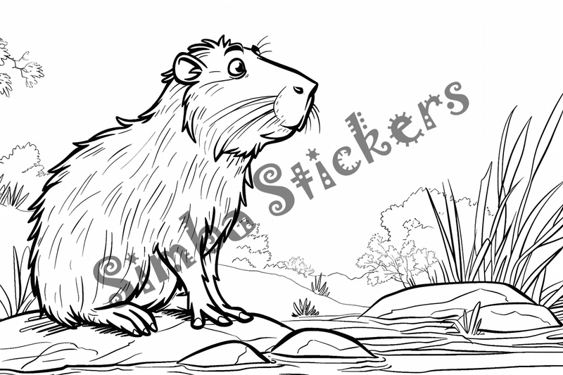 Colouring pages, bundle of capybaras, 50 images