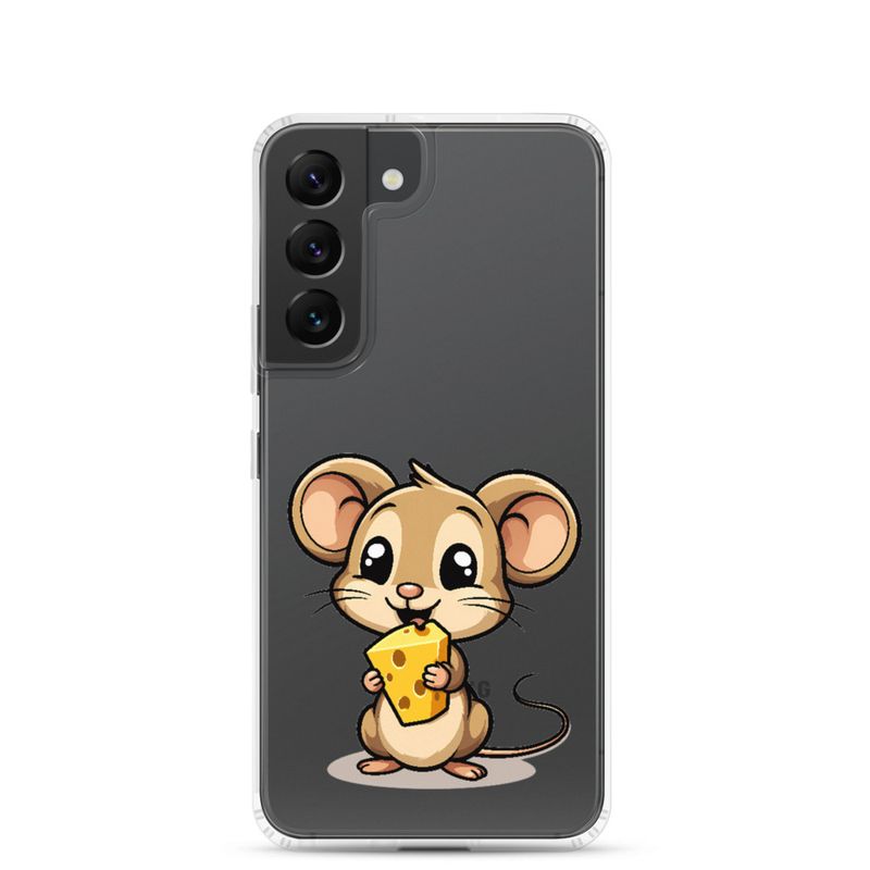 Clear Case for Samsung, Small Mouse happily licking large chunk of cheese, pqapy6