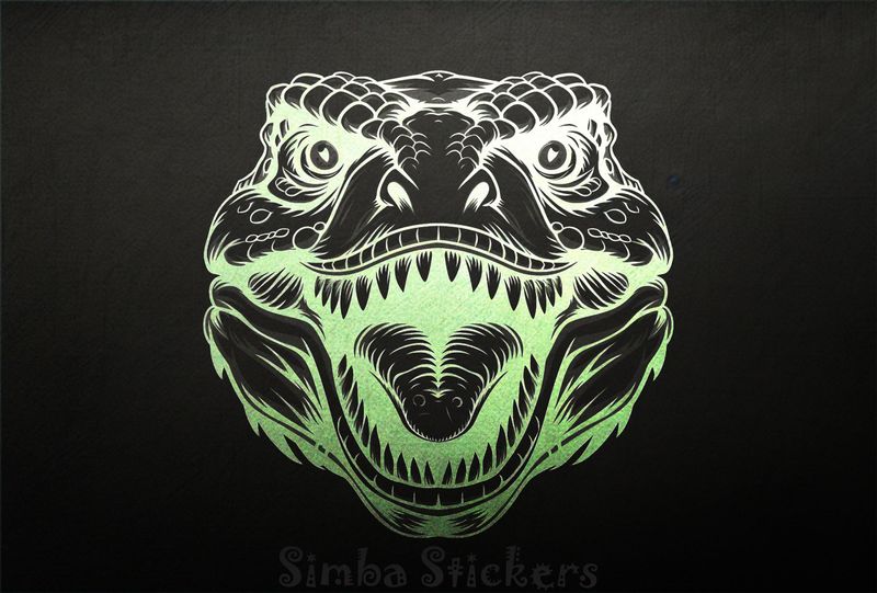 Dinosaur roaring, showing teeth, outline art