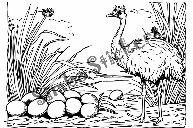 Colouring pages, bundle of ostriches, 25 images