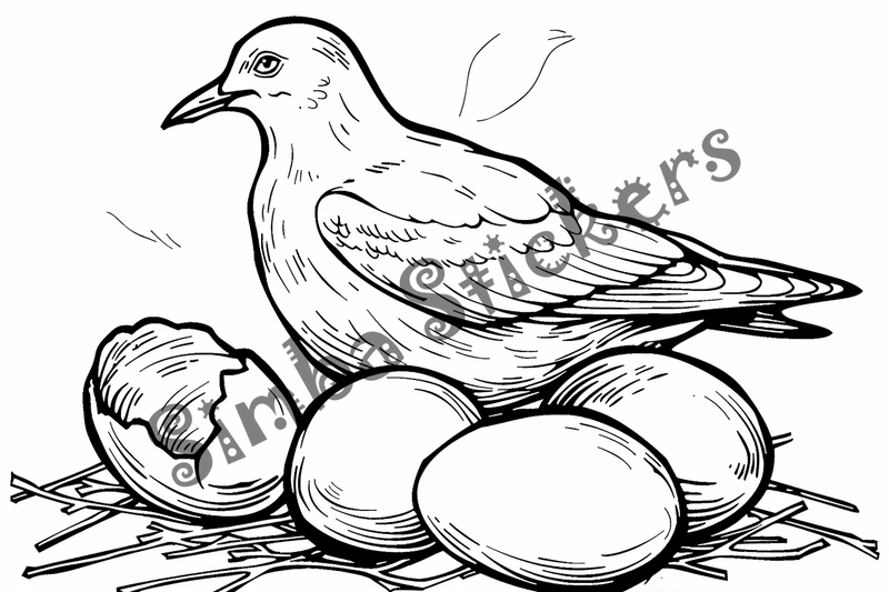 Colouring pages, bundle of seagulls with eggs 10 images
