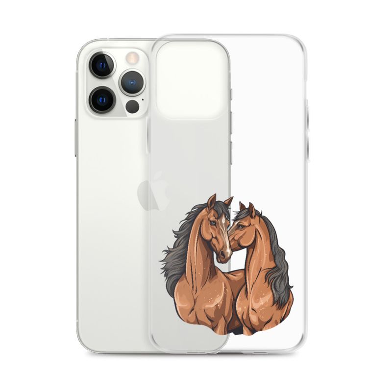 Clear Case for iPhone, Two brown horses snuggling, tdwcyd