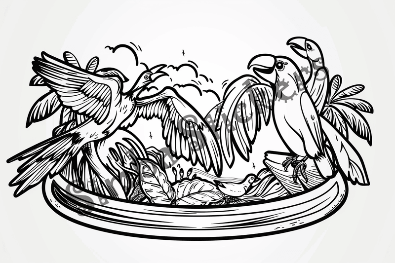 Colouring pages, bundle of Equatorial Rainforest landscape, 25 images 2