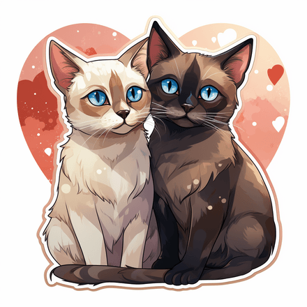 Tonkinese cats in love, image set, 10 images