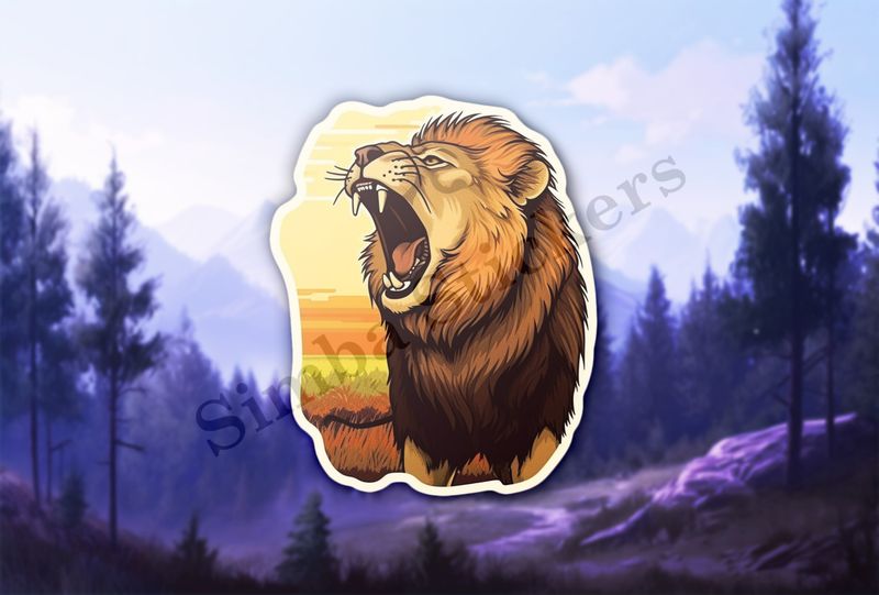 Male lion roaring  