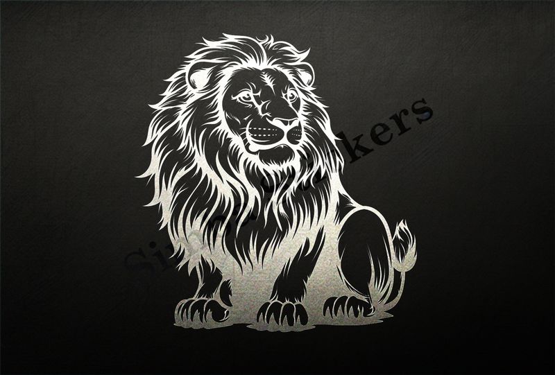 Majestic lion sitting, outline art