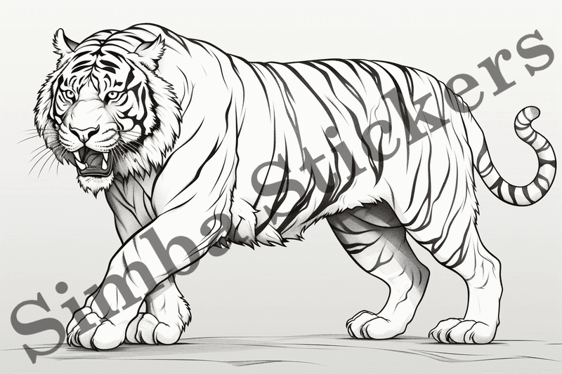 Colouring pages, bundle of tigers, 25 images