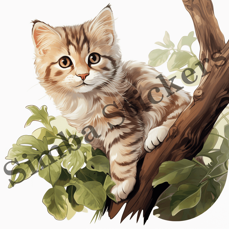 Cats in trees, image set, 10 images