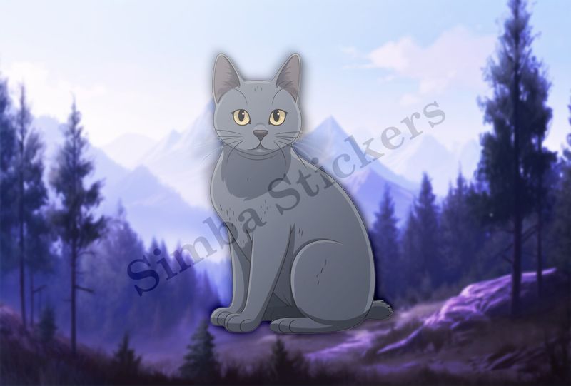 Russian blue cat sitting