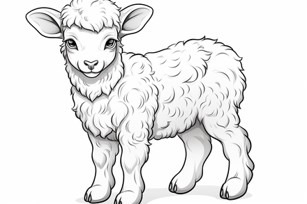 Colouring pages, bundle of singular sheep, 10 images