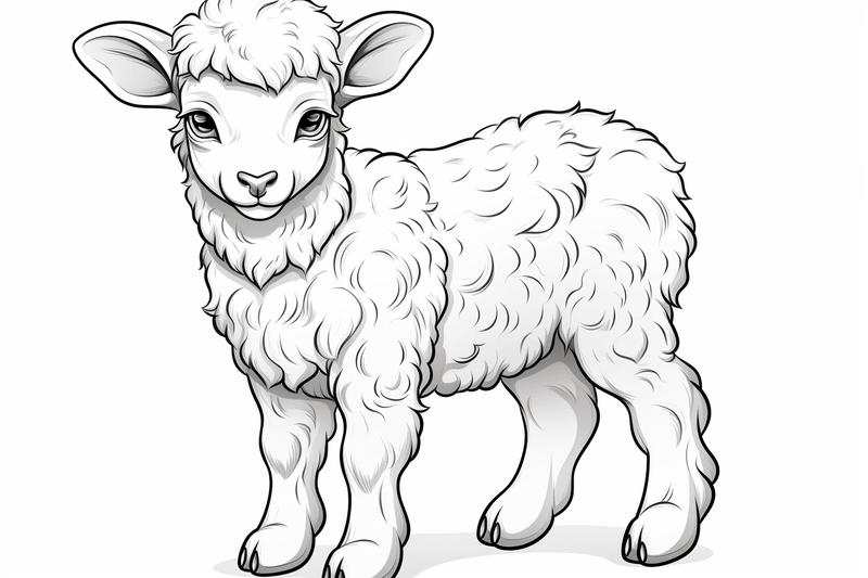Colouring pages, bundle of singular sheep, 10 images