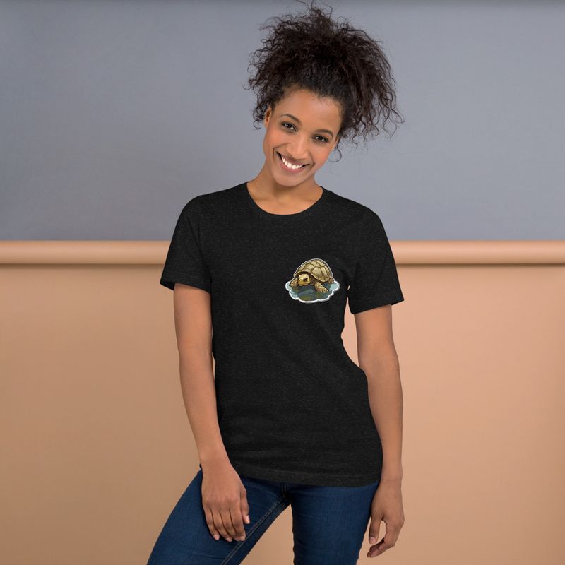 Unisex Staple T-Shirt, Tortoise in shallow water, left chest