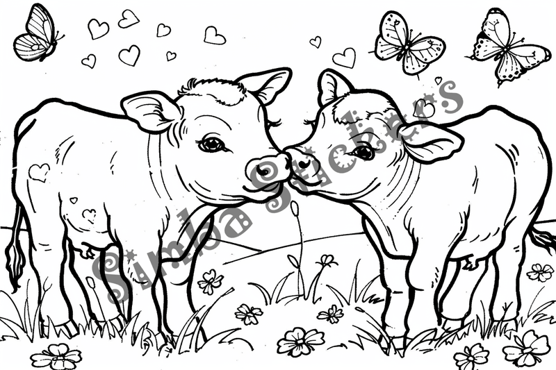 Colouring pages, bundle of cattle, 25 images