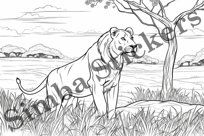 Colouring pages, Bundle of lions, 25 images